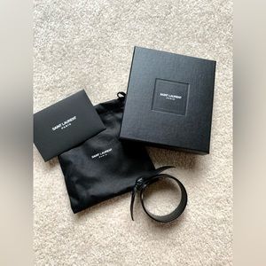 Saint Laurent YSL Leather Bow Bracelet w/Original Box & Dustbag